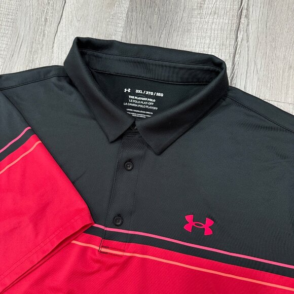 Under Armour Other - Under Armour 3XL Playoff Polo Shirt Men's Pink Stripe Loose Fit Golf Athletic